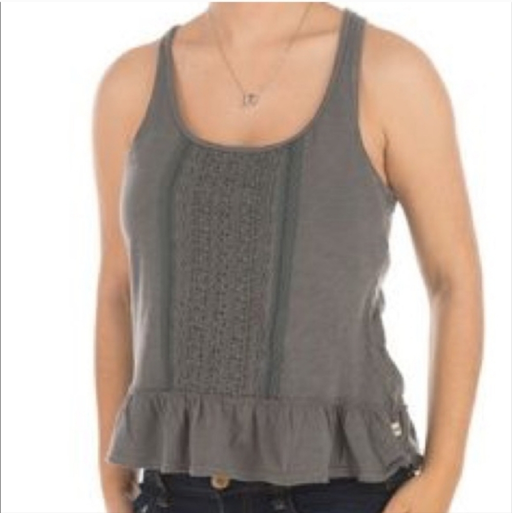 2010s Hollister Lace Ruffle Trim Racerback Tank Top Sz S